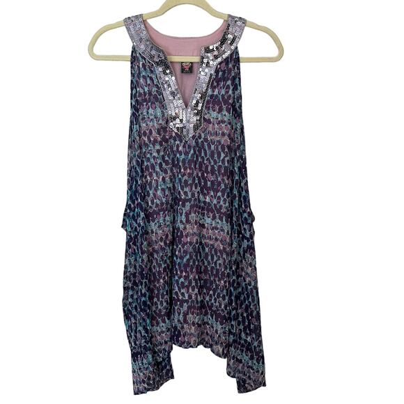 Free People Boho Halter Scarf Dress Grecian Sequins Neckline Flowy Lined Medium - Picture 1 of 10